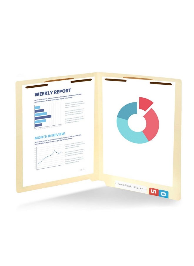 Blue Summit Supplies Blue Summit Supplies Heavyweight Manila Fastener File Folders with End Tabs, Reinforced Straight Cut End Tab Folders with 2 Fasteners, Standard Medical File Folders, Letter Size, Manila, 50 Pack  - Image 3