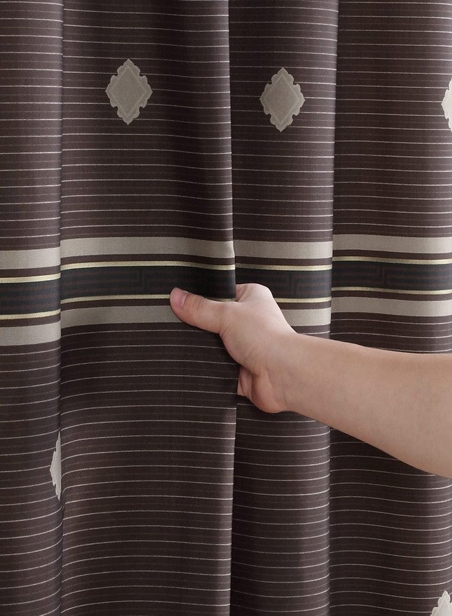 MVSUTA Seville Tan Polyester Bronze Stripes Chocolate Stall Vintage Shower Curtain,Decorative Waterproof Printed Fabric Brown Stall Bathroom Curtains,Small 54" W x 72" L - Image 4