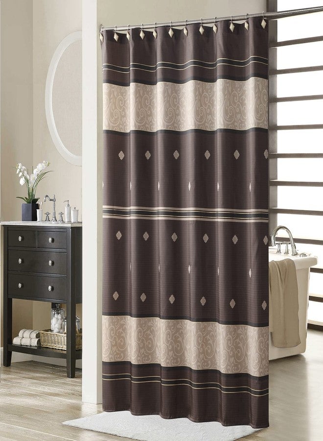 MVSUTA Seville Tan Polyester Bronze Stripes Chocolate Stall Vintage Shower Curtain,Decorative Waterproof Printed Fabric Brown Stall Bathroom Curtains,Small 54" W x 72" L - Image 1