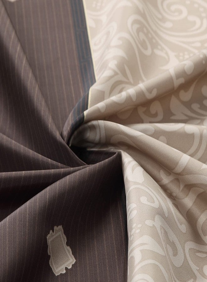 MVSUTA Seville Tan Polyester Bronze Stripes Chocolate Stall Vintage Shower Curtain,Decorative Waterproof Printed Fabric Brown Stall Bathroom Curtains,Small 54" W x 72" L - Image 3