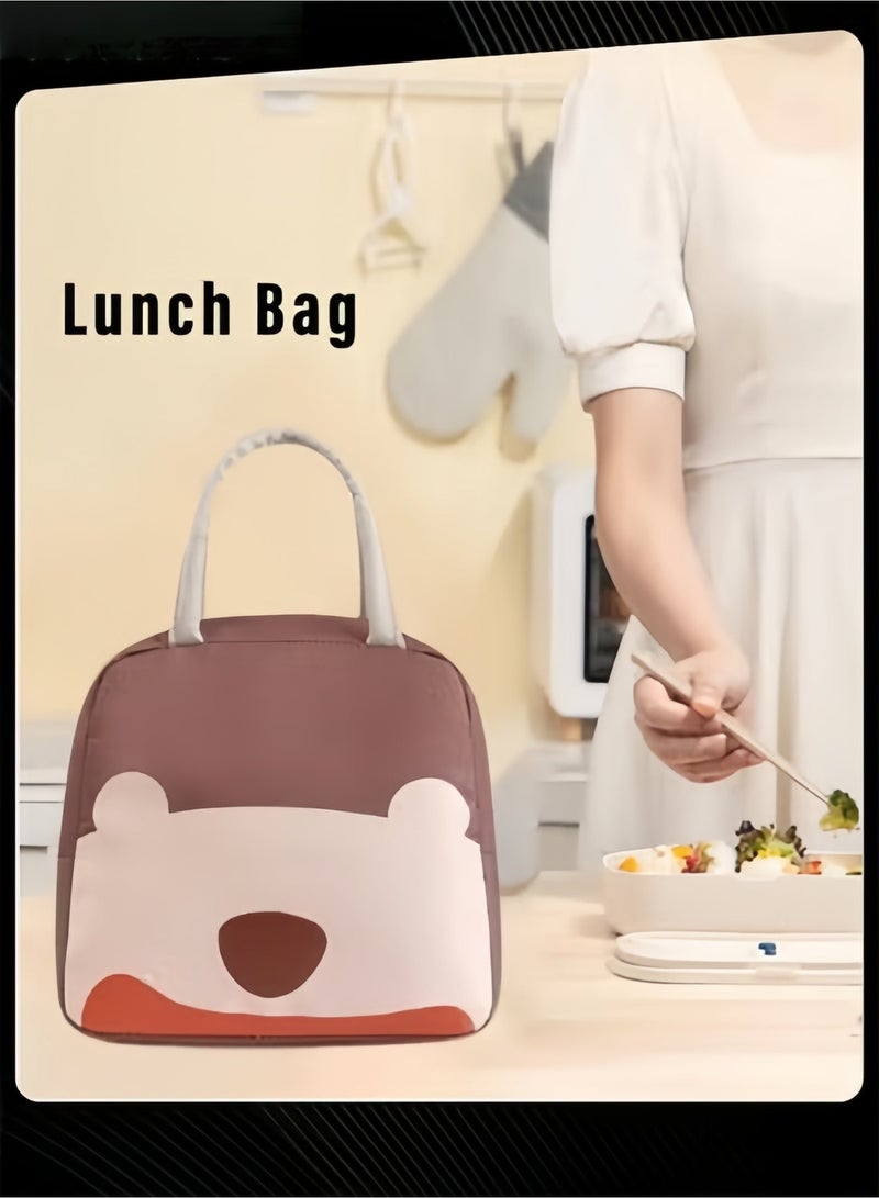 Halamodo Cute Bear Insulated Lunch Bag – Compact, Reusable Thermal Tote with Adorable Animal Print, Leakproof Lining, and Sturdy Handles for Kids, School, Office & Picnics - Image 1