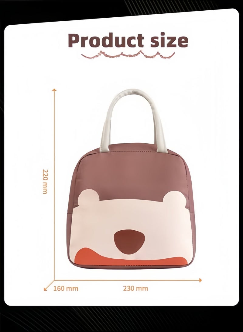 Halamodo Cute Bear Insulated Lunch Bag – Compact, Reusable Thermal Tote with Adorable Animal Print, Leakproof Lining, and Sturdy Handles for Kids, School, Office & Picnics - Image 4