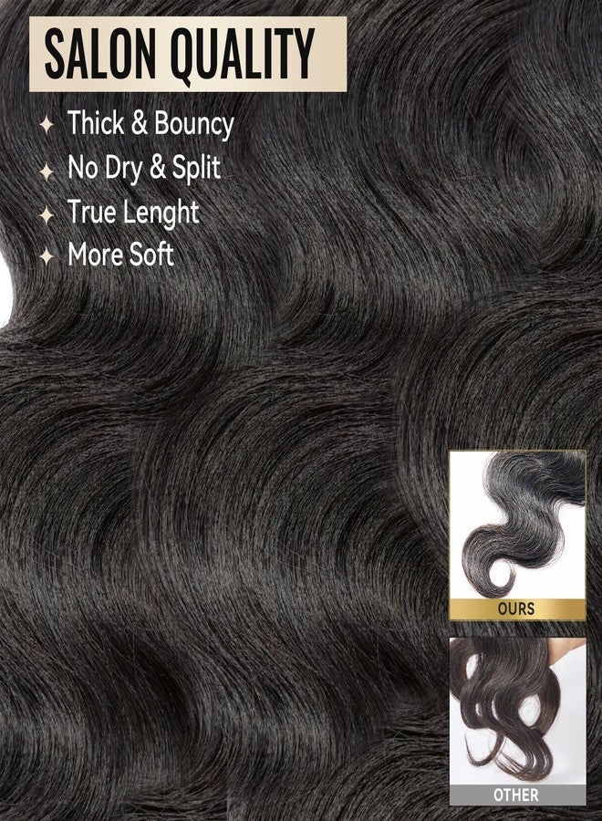 WEQUEEN Bundles Human Hair Body Wave 16A Brazilian Virgin Hair Bundles, Silky and Soft, 16 18 20 Inch Thick Weave Natural Black - Image 2