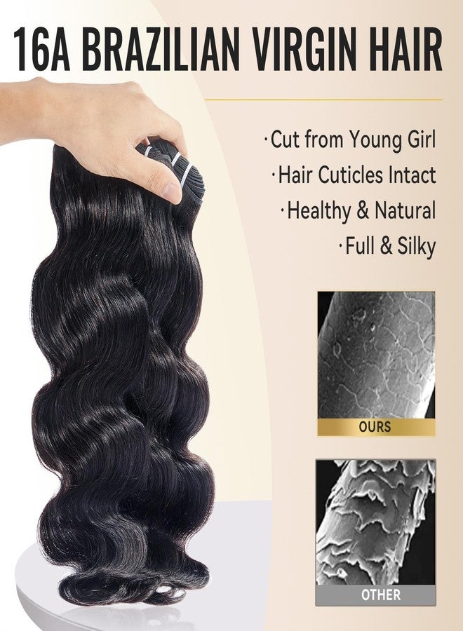 WEQUEEN Bundles Human Hair Body Wave 16A Brazilian Virgin Hair Bundles, Silky and Soft, 16 18 20 Inch Thick Weave Natural Black - Image 3