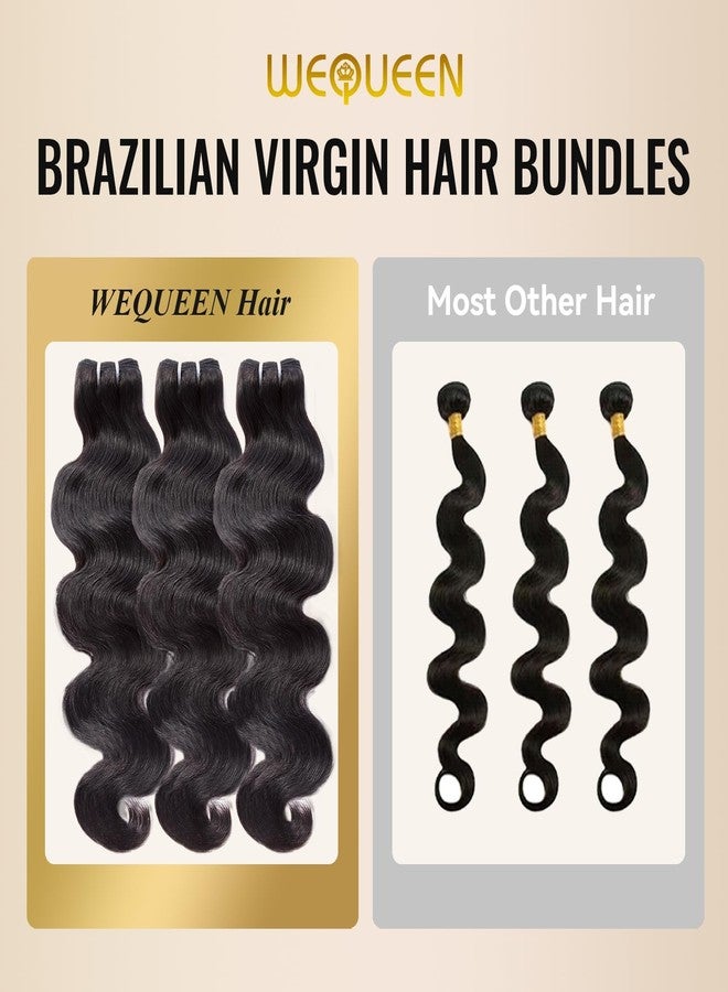 WEQUEEN Bundles Human Hair Body Wave 16A Brazilian Virgin Hair Bundles, Silky and Soft, 16 18 20 Inch Thick Weave Natural Black - Image 4