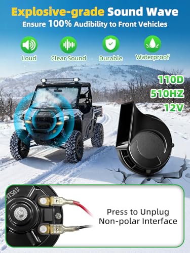VI9000 UTV Turn Signal Kit with 110D Horn, License Plate Holder w/Light, Universal UTV/ATV Blinker kit with Integrated Rocker Switch, Pre-Wired, Plug & Play Compatible with Polaris, Can-Am, CFMOTO - Image 5