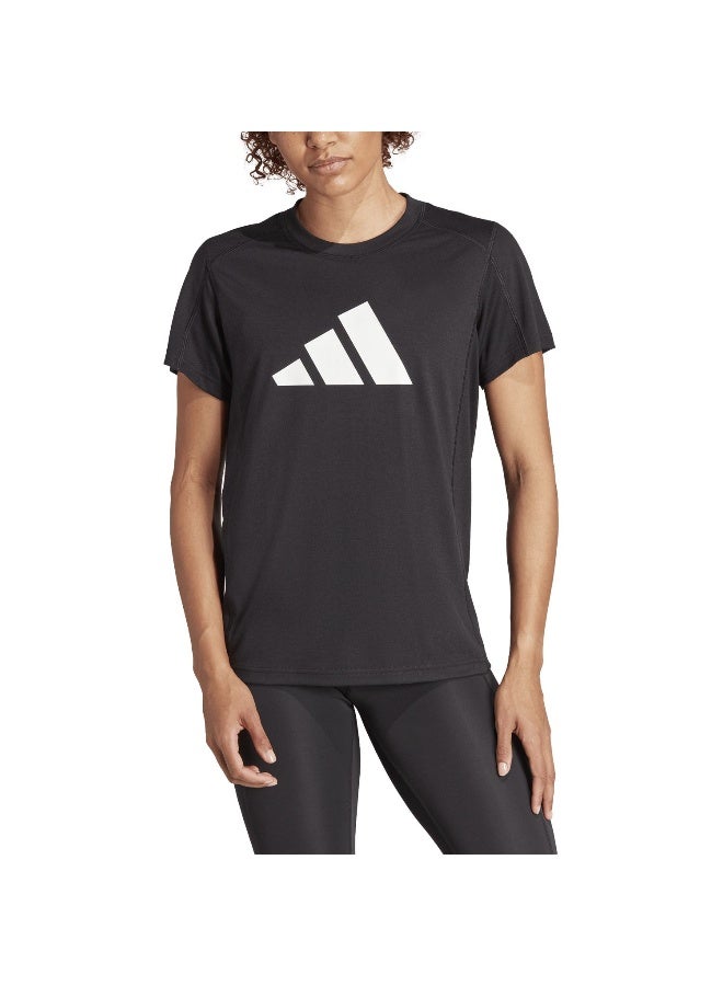 Adidas We Logo T Black Training T-Shirts For Women XS - Image 2