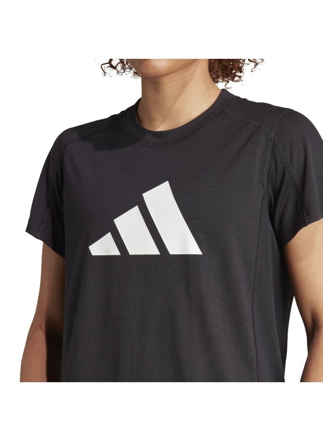 Adidas We Logo T Black Training T-Shirts For Women XS - Image 5