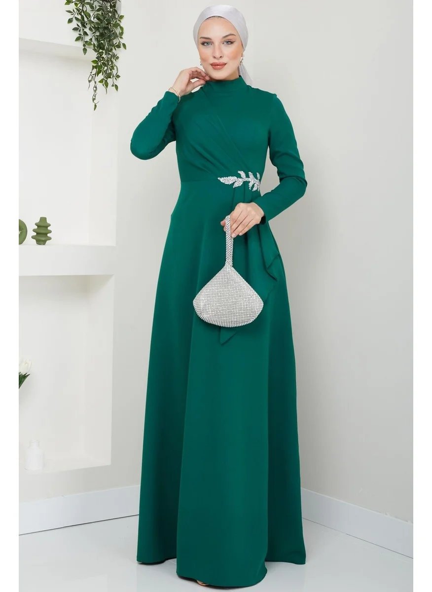 Esilanur Rana Hijab Evening Dress Emerald