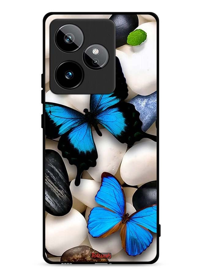 Tolwak Realme GT 7 5G Protective Case Cover Butterflies On Stones
