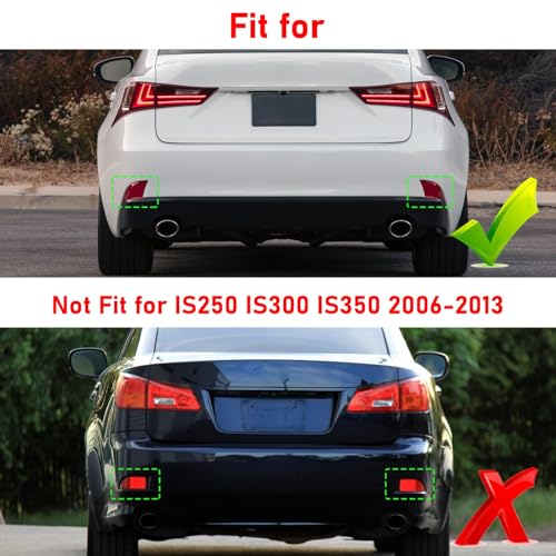 Abodvu Rear Bumper Reflector Compatible with Lexus IS250 2014-2015 IS350 2014-2016,Left Driver & Right Passenger Side Red Marker Trim for 8192053051 8192053050,Back Reflector Light W/O Bulb,1 Pair - Image 3