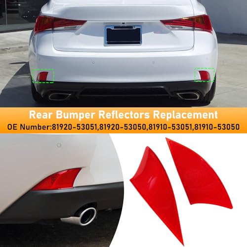 Abodvu Rear Bumper Reflector Compatible with Lexus IS250 2014-2015 IS350 2014-2016,Left Driver & Right Passenger Side Red Marker Trim for 8192053051 8192053050,Back Reflector Light W/O Bulb,1 Pair - Image 4