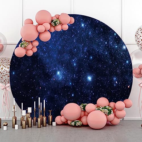 AOFOTO 6.5x6.5ft Nebula Round Photo Backdrop Cover for Photography Outer Space Galaxy Night Starry Sky Background Universe Theme Newborn Baby Shower Birthday Party Cake Smash Decor Photo Shoot Props - Image 2