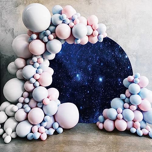 AOFOTO 6.5x6.5ft Nebula Round Photo Backdrop Cover for Photography Outer Space Galaxy Night Starry Sky Background Universe Theme Newborn Baby Shower Birthday Party Cake Smash Decor Photo Shoot Props - Image 3