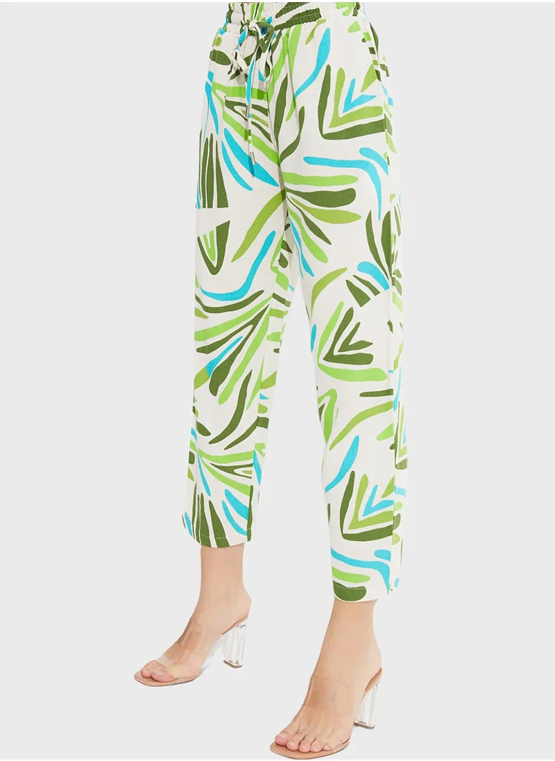 جون Printed High Waist Pants