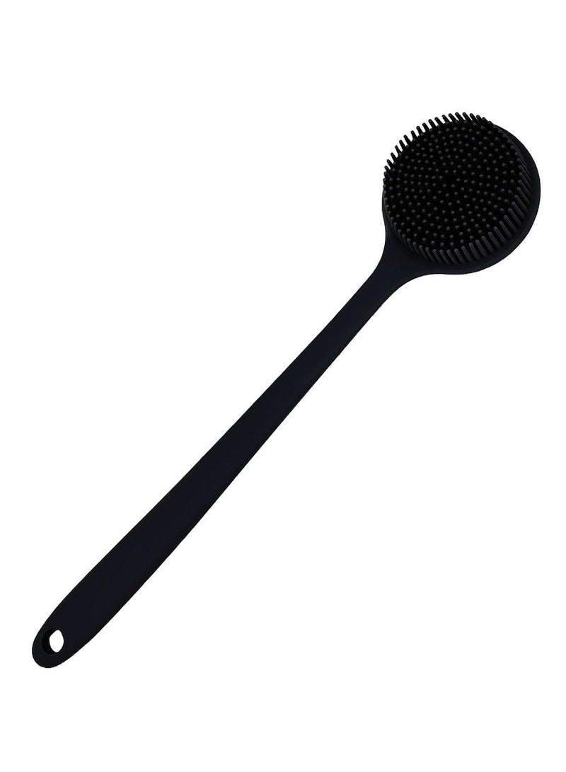 HOMESTAR 1 Pack 15 Inch Soft Silicone Back Scrubber with Long Handle, Scrubber Anti Slip for Shower, Bath Body Brush, Improved Skin Health Can Produce Foam for Men and Women(Black) - Image 2