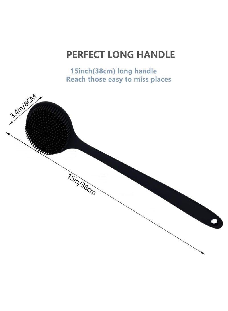 HOMESTAR 1 Pack 15 Inch Soft Silicone Back Scrubber with Long Handle, Scrubber Anti Slip for Shower, Bath Body Brush, Improved Skin Health Can Produce Foam for Men and Women(Black) - Image 5