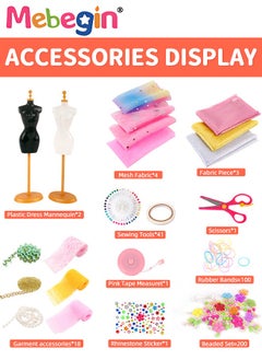 MEBEGIN 378 Pcs Fashion Designer Kits, DIY Arts Crafts Sewing Kit with 2 Reusable Mannequins and Accessories, Doll Clothes Craft Kits, Safe Creative Play for Girls, Imaginative Game, Suitable for All Levels of Inexperienced Skills, Fun Gift for Creative Girls  - Image 3