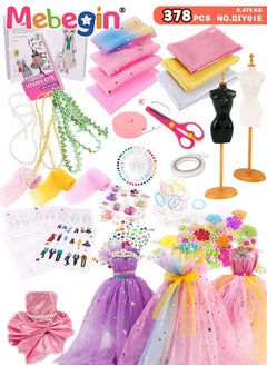 MEBEGIN 378 Pcs Fashion Designer Kits, DIY Arts Crafts Sewing Kit with 2 Reusable Mannequins and Accessories, Doll Clothes Craft Kits, Safe Creative Play for Girls, Imaginative Game, Suitable for All Levels of Inexperienced Skills, Fun Gift for Creative Girls  - Image 1