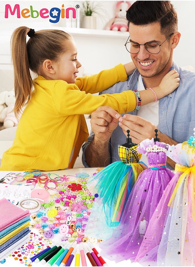 MEBEGIN 378 Pcs Fashion Designer Kits, DIY Arts Crafts Sewing Kit with 2 Reusable Mannequins and Accessories, Doll Clothes Craft Kits, Safe Creative Play for Girls, Imaginative Game, Suitable for All Levels of Inexperienced Skills, Fun Gift for Creative Girls  - Image 5