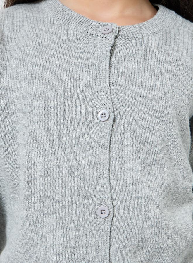 Styli Girls Grey Knit Cardigan - Image 3