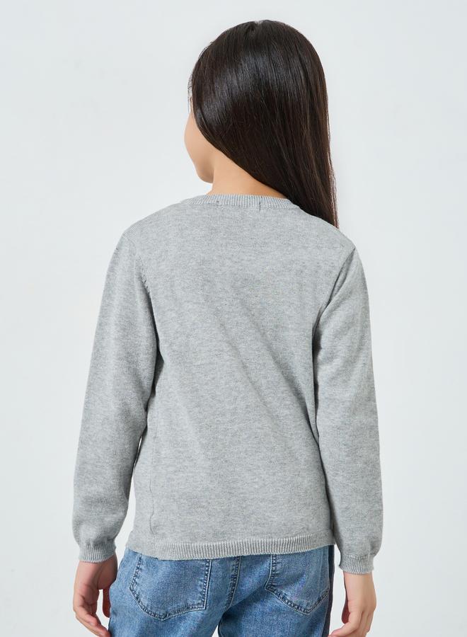 Styli Girls Grey Knit Cardigan - Image 4