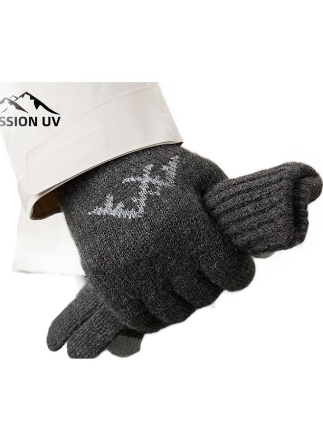 Mission Uv Wool Thermal Gloves For Men, Autumn And Winter Thick Knitted Gloves, Winter Cycling Anti-Cold Touchscreen Gloves - Image 3