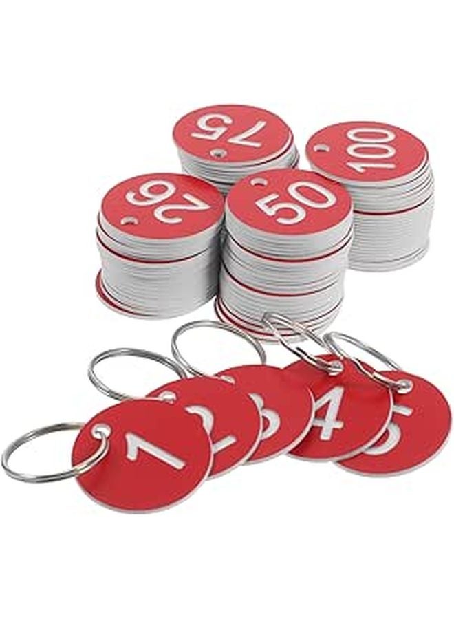 100 Pcs Plastic Key Tags with Metal Rings Numbered Round Labels for Home Office Garage Organization - Image 1