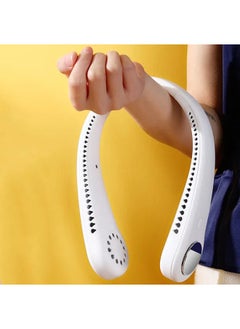 ELTRAZONE Portable Rechargeable Neck Fan – Hands-Free Bladeless Personal Air Cooler, 3 Wind Speeds, Ultra-Quiet & Lightweight Wearable Neck Cooling Fan for Indoor & Outdoor Use – White  - Image 4