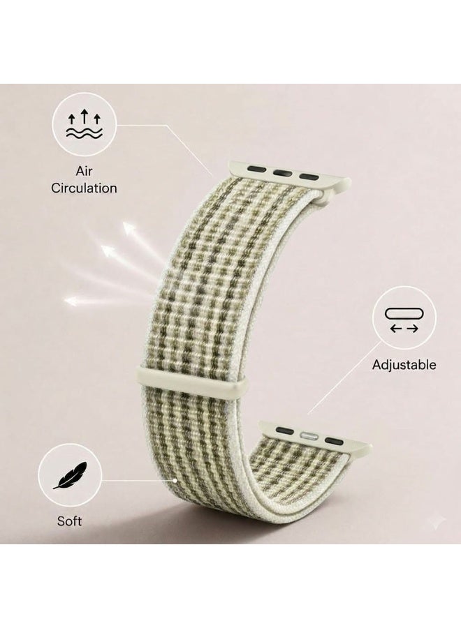 CATANES Breathable Nylon Sport Loop Band Compatible with Apple Watch 44mm 45mm 46mm 49mm for Women Men, iWatch Wrist Straps for Ultra 3 2, Se, Series 11 10 9 8 7 - arctic white - Image 3