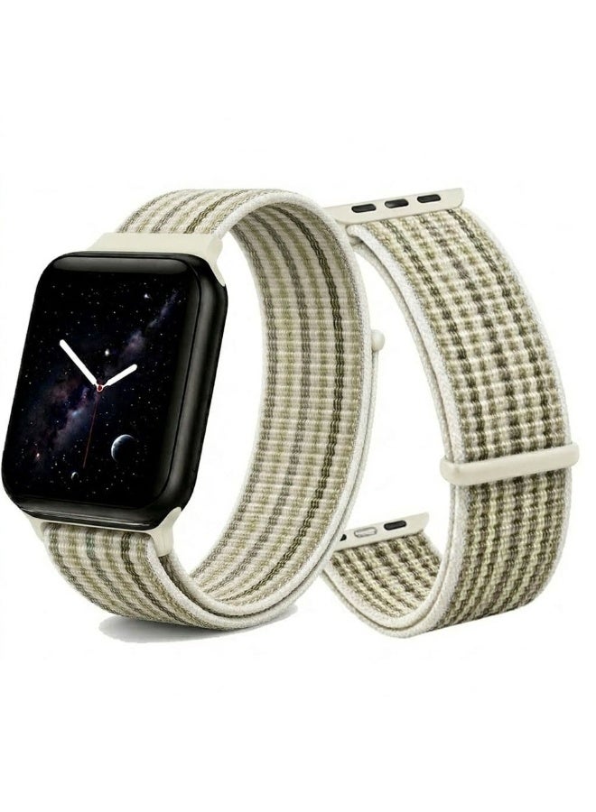 CATANES Breathable Nylon Sport Loop Band Compatible with Apple Watch 44mm 45mm 46mm 49mm for Women Men, iWatch Wrist Straps for Ultra 3 2, Se, Series 11 10 9 8 7 - arctic white - Image 2
