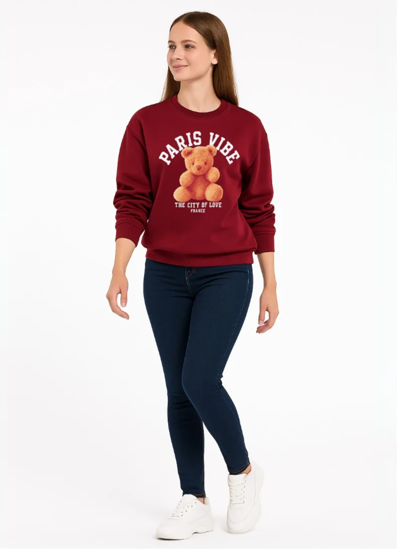 فكتور اند جين سويت شيرت برسومات باريس فيب قطن فليس بطباعة بارزة