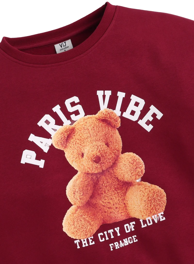 Victor And Jane  Paris Vibe Graphic Sweatshirt – 100% Cotton Fleece | Puff Print | for Women | Best Price UAE