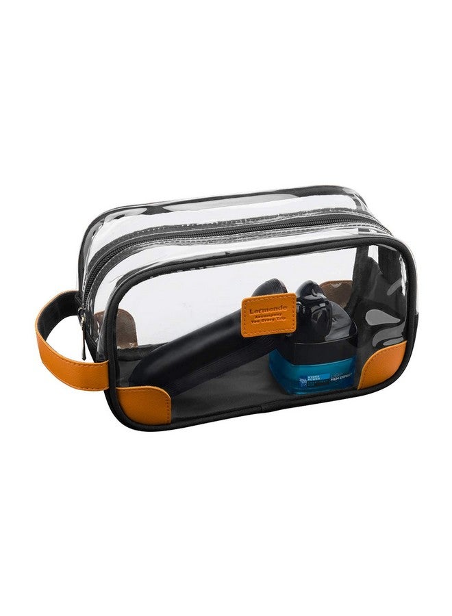 Lermende Mens Clear Toiletry Bag for Traveling, Large Toiletry Bag for Men. Hanging Clear Dopp Kit/Men Travel kit/Clear Men Bag/Unisex Bathroom Travel Bag for Mens(Black) - Image 1