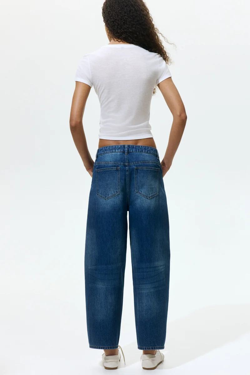 H&M  Barrel High Waist Ankle Jeans for Women | Best Price UAE