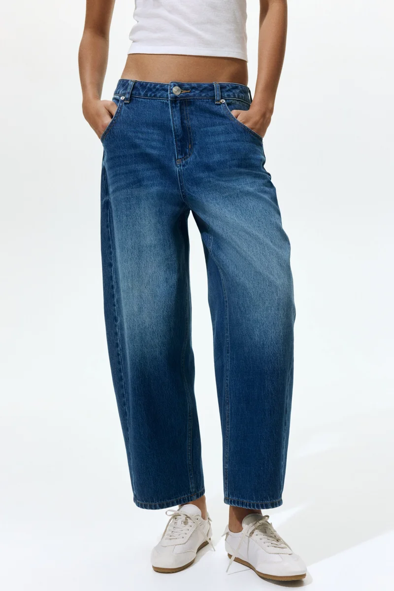 H&M  Barrel High Waist Ankle Jeans for Women | Best Price UAE