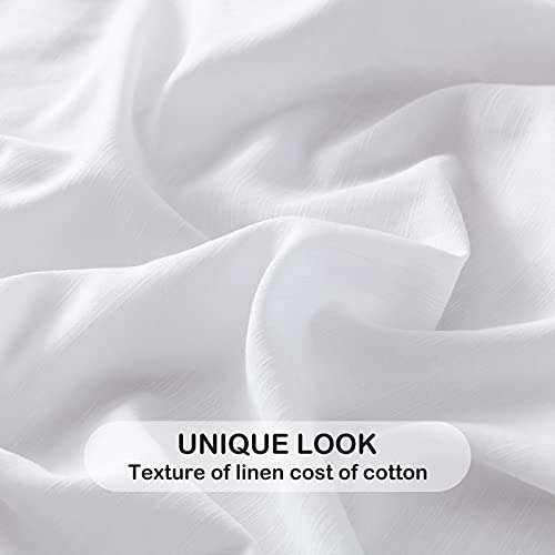 PANDATEX White Linen-Textured Sheets Set Twin Size, Soft Cool & Breathable Sheets for Hot Sleepers, Durable Natural Organic Bed Sheets 15" Deep Pocket - 3 Piece - Image 5