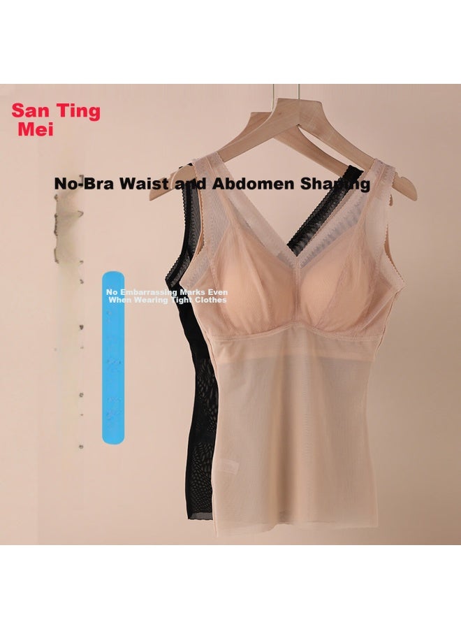 GRACEWELL Tingmei Slimming Shapewear Thin V-neck Summer Camisole Women's Light Shaping Abdomen Control Bra-free Top - Image 1