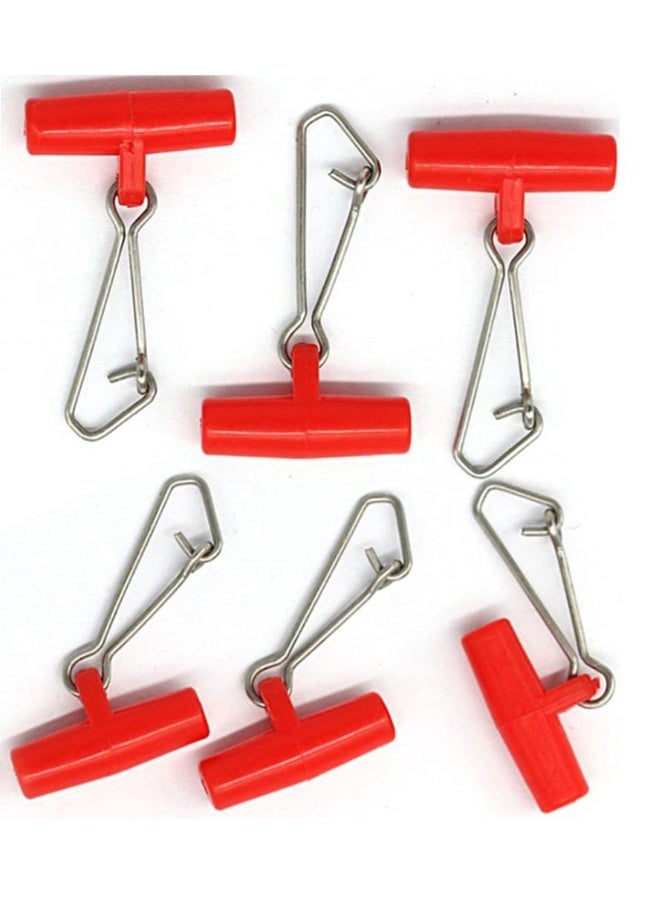 40 Pcs T-Shaped Fishing Line Sinkers with Duo Lock Snaps - Durable Clips for Sea Fishing, Easy to Use, Red - Image 2