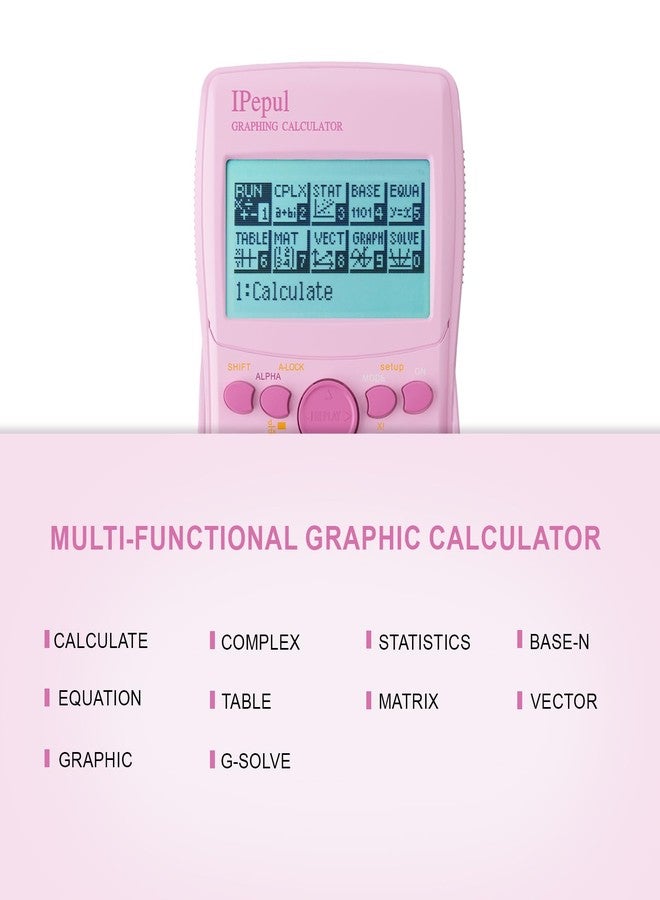 iPepul Graphing Calculator, IPepul Scientific Calculators 10 Modes (Complex, Statistics, Base-N, Equation, Table, Matrix, Vector, Graphic, G-Solve...),Ideal for School Supplies（Pink） - Image 4