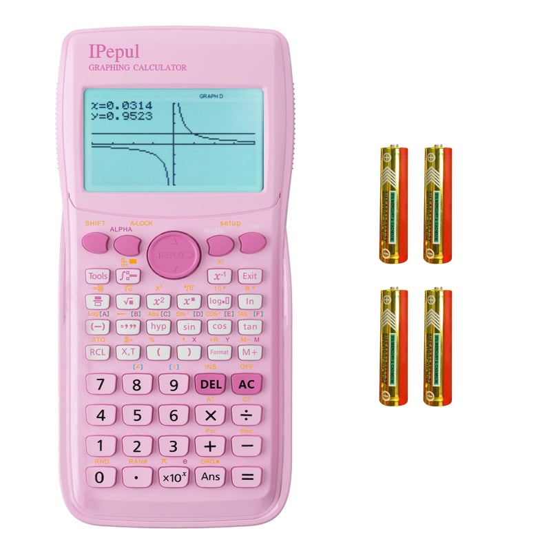 iPepul Graphing Calculator, IPepul Scientific Calculators 10 Modes (Complex, Statistics, Base-N, Equation, Table, Matrix, Vector, Graphic, G-Solve...),Ideal for School Supplies（Pink） - Image 1