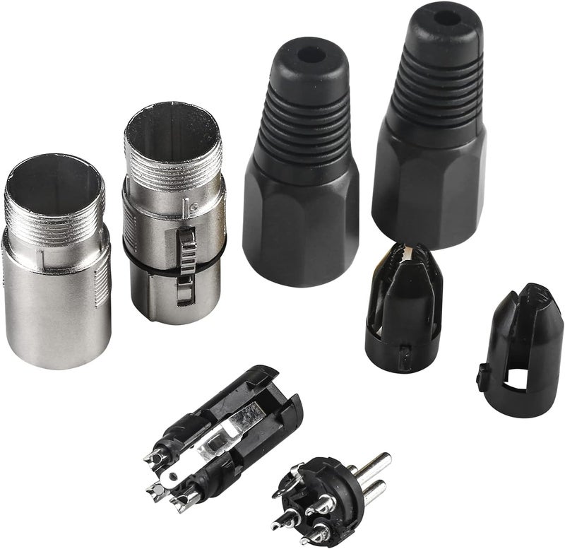 MADOWL 4 Pack 3 Pin XLR Cable Connectors - Cannon XLR DMX Female Male Adapter, Panel Mount, Microphone Cable Connector for Stage Light DMX Signal Wire - Image 3