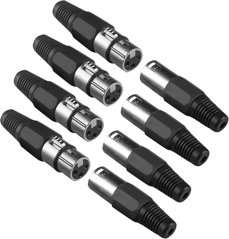 MADOWL 4 Pack 3 Pin XLR Cable Connectors - Cannon XLR DMX Female Male Adapter, Panel Mount, Microphone Cable Connector for Stage Light DMX Signal Wire - Image 1