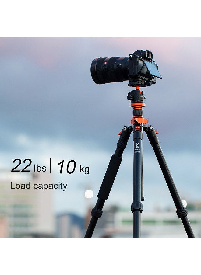 K&F Concept - K&F CONCEPT  67.7in Foldable Tripod Camera Stand with Ball Head 10kg/22lbs Load Capacity Aluminum Alloy Portable Tripod Stand Detachable Lightweight Tripod for Various Cameras - Image 1
