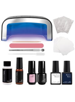 SensatioNail Sensationail Complete Gel Nail Polish Starter Kit - Long-Lasting Salon Grade Manicure Kit with UV Lamp - Includes Primer, Base & Top Coat, Cleanser, & More - Includes White, Black, & Pink Gel Polish 