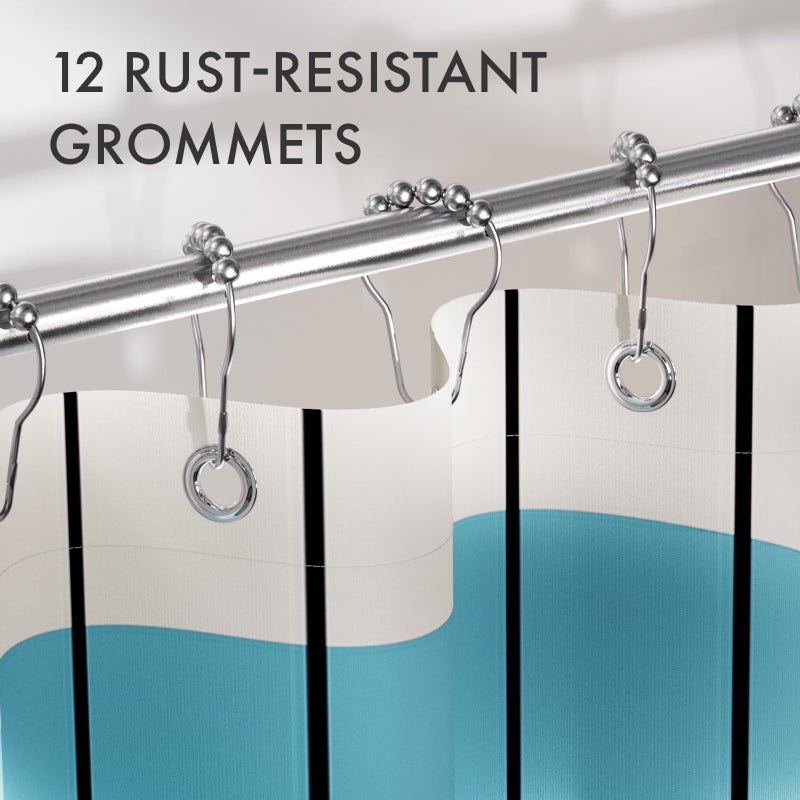 AmazerBath Boho Shower Curtain, Beige and Brown Abstract Cloth Shower Curtain with 12 Metal Hooks, Luxury Washable Farmhouse Polyester Fabric Bathroom Green Leaf Shower Curtain Set, 72x72 Inches - Image 4