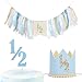 Jissoo Blue 12 Birthday Decorations Set Half Way to One High Chair BannerSimple 6 Months Party Cake TopperBlue 12 Birthday CrownHalf Cake Smash Party Photo Props - Image 3