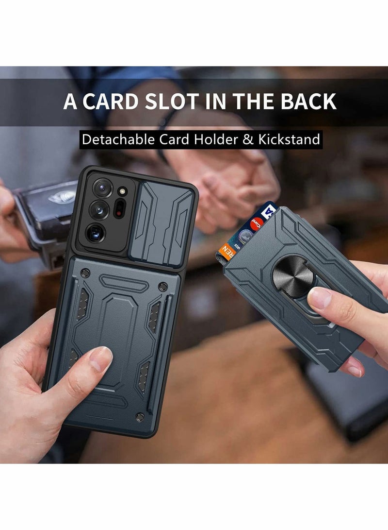 Slim Heavy Duty Case for Samsung Galaxy Note 20 Ultra - Slide Camera, Kickstand & Card Holder (Gray) - Image 4