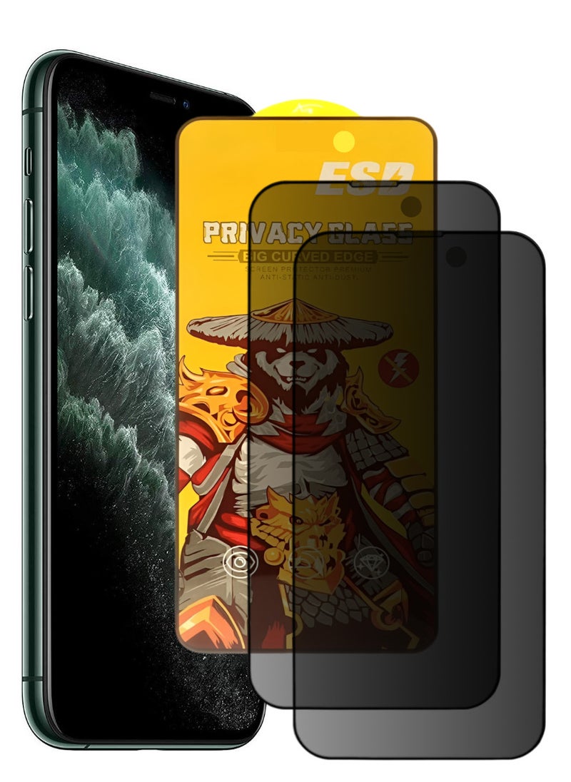 ESD 2 Pieces Tempered Dustproof Privacy Glass Screen Protector Compatible For iPhone 11 Pro Max - Image 1