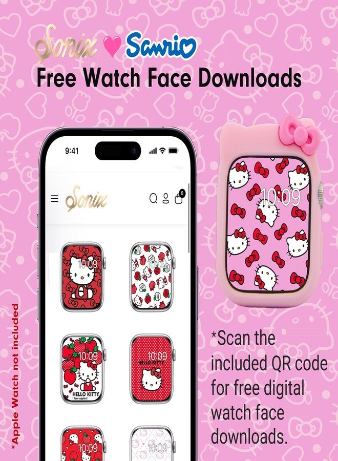 Sonix x Sanrio Apple Watch Cover | Bumper Case for Apple Watch | Protective Silicone Cover | Fits 38mm/40mm/41mm | Hello Kitty - Pink - Image 4